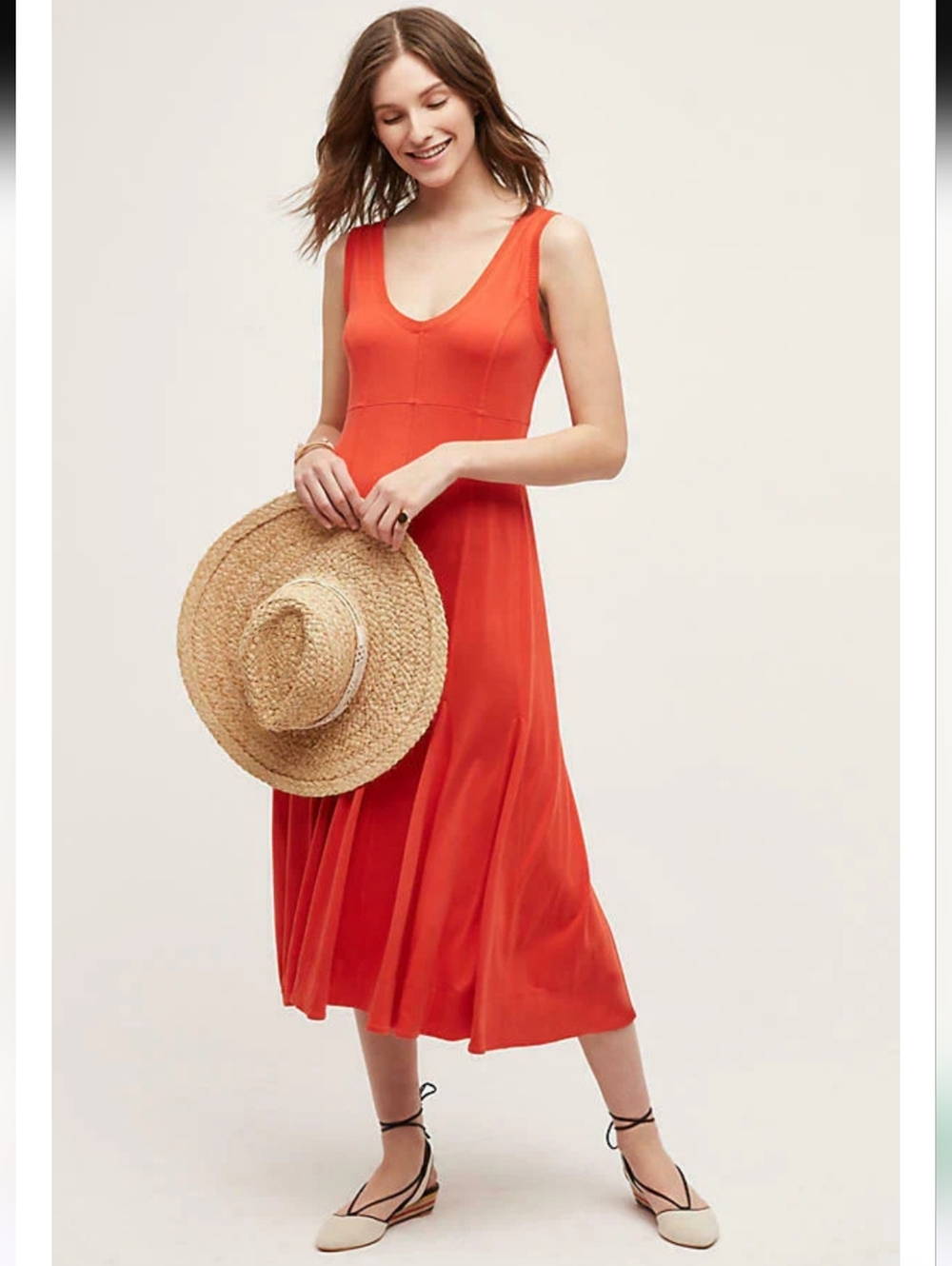 MAEVE by Anthropologie Abroad Dress Sleeveless Red Orange V-neck Size Small